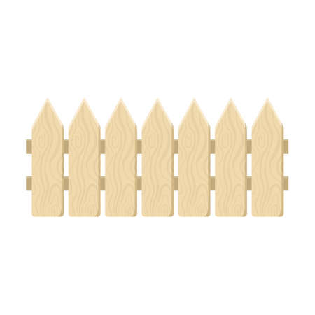 Garden, farm or ranch elements. Wooden fence or barrier vector illustration. Fencing or border walls from planks isolatedのイラスト素材