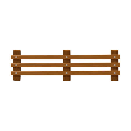 Wooden barrier vector illustration. Garden, farm or ranch elements, fencing or border walls from planks isolatedのイラスト素材
