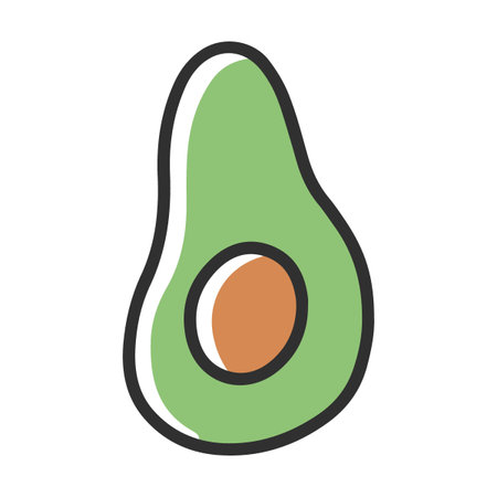 Avocado fruit. Delicious healthy and unhealthy nutrition. Cartoon vector isolated on white...