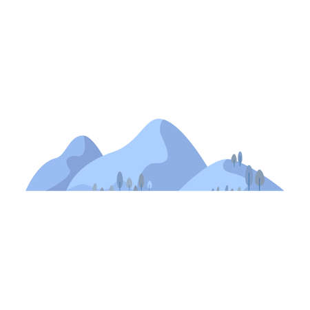 Landscape mountains and rock flat icon. Cartoon snowy mountain, peak, hill top vector illustrationのイラスト素材
