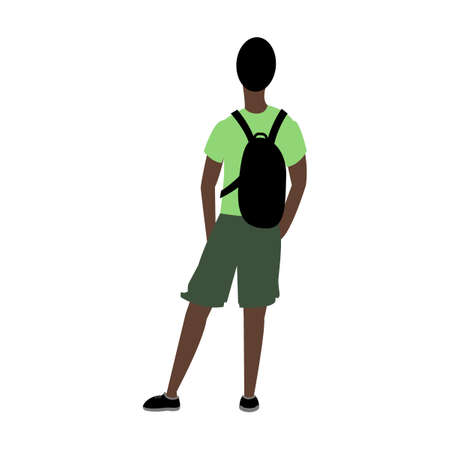 Back view of people in casual clothes vector illustration. Men standing, waving, watching concert or show from behind isolated on whiteのイラスト素材