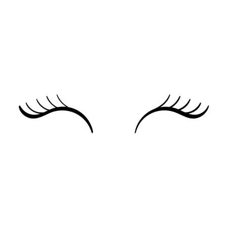 Eyelashes for girls simple vector illustration. Collection of mascara styles for makeup, closed girly eyes with beautiful lashes isolated on whiteのイラスト素材