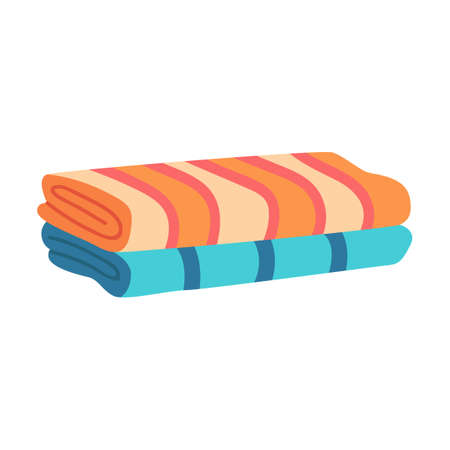 Folded cloth vector illustration. Colorful stylish bath and kitchen towel flat icon kitのイラスト素材