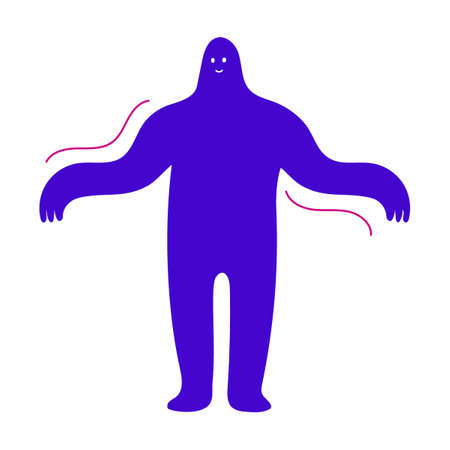 Cute disproportionate person vector illustration. Adult humans or creatures with strange figures, long arms and small headのイラスト素材
