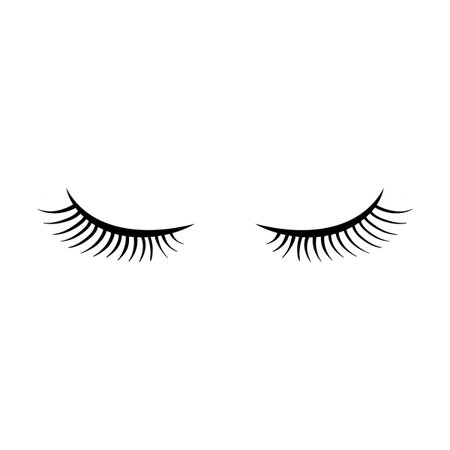 Closed girly eyes with beautiful lashes isolated on white. Girls eyelashes simple vector illustrationのイラスト素材