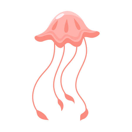 Jellyfish vector illustration. Cute cartoon sea jellies watercolor collection isolated on white. Marine animals conceptのイラスト素材
