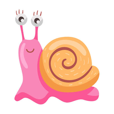 Funny smiling bug flat icon. Cartoon cute caterpillar, fly, beetle, butterfly, snail, spider isolated vector illustration. Nature and insectのイラスト素材