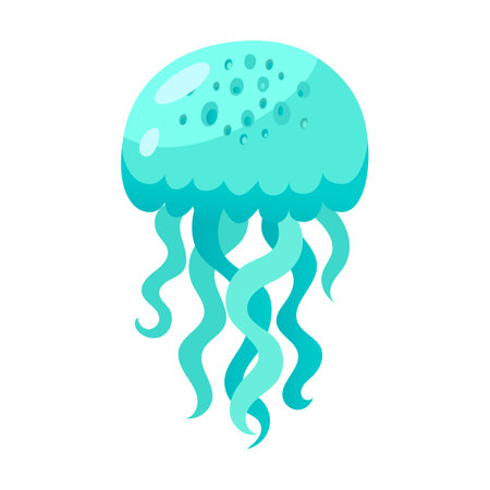 Colorful jellyfish vector illustration. Cute cartoon sea jellies watercolor collection isolated on white. Marine animals conceptのイラスト素材