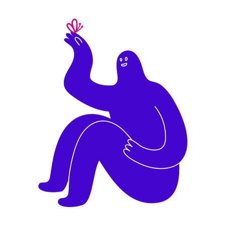 Adult human with strange figures, long arms and small head. Cute disproportionate person vector illustrationのイラスト素材