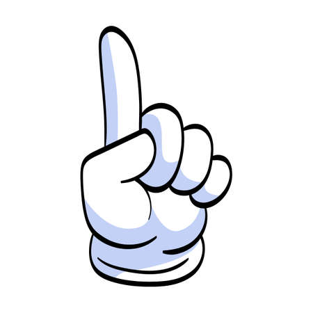 Human character hand pointing with finger showing up index finger, thumbing up vector illustration. Cartoon hand in white gloves flat iconのイラスト素材