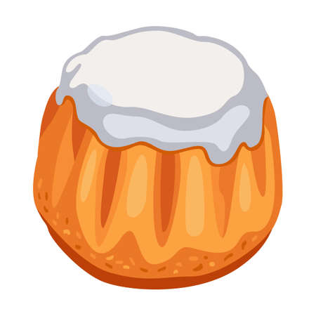 Sweet fluffy bun. Bread assortment flat icon. Cartoon bun, pretzel, cakes, baguette, bagel, whole grain bread isolated vector illustration. Bakery conceptのイラスト素材