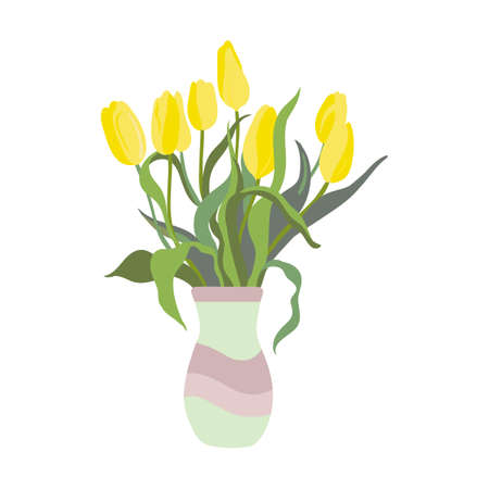 Colorful flower bouquet flat icon. Bunch of plants vector illustration. Rose, sunflowers, tulips and others. Decoration and natureのイラスト素材