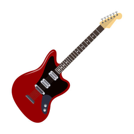 Electric guitar vector illustration. Musical instrument with strings designs for bands isolated on white backgroundのイラスト素材