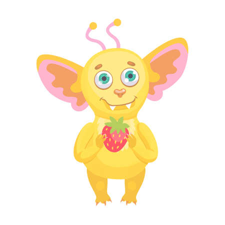 Monsters flat icon. Funny comic characters of Halloween creatures, aliens, trolls vector illustration. Scary animals and partyのイラスト素材