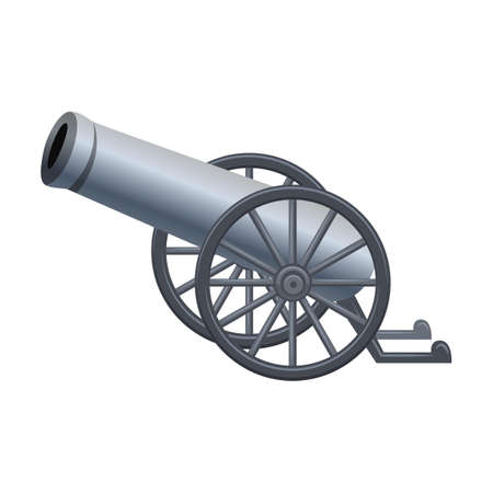 Medieval cannon in cartoon style. Vector illustration of old weapons. Illustration of war equipment for pirate ships of fortressesのイラスト素材