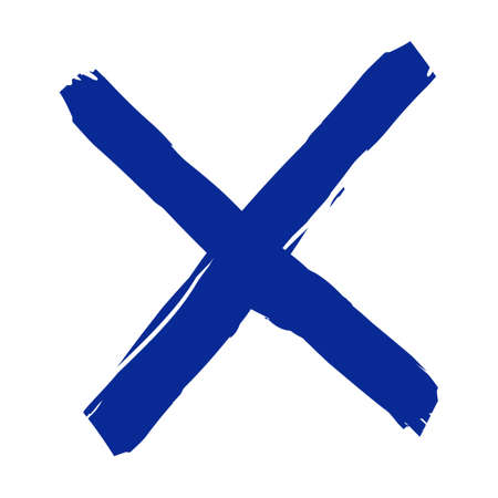 Handwritten check marks flat icon. Chalk cross made with pen vector illustration. Marking and navigationのイラスト素材