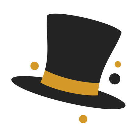 Festive top hat flat icon. Graduating funny stickers, school party props, speech bubbles vector illustration. Modern photo design and decoration conceptのイラスト素材