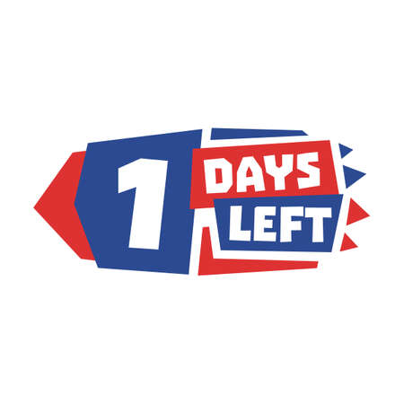 Day 1 countdown labels flat icon. Counting time for sale vector illustration set. One, zero days left. Reverse order to zeroのイラスト素材