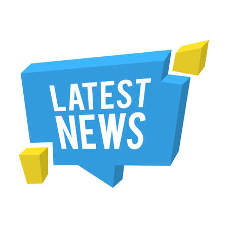 News label flat icon. Latest news titles isometric vector illustration. Newsletter, TV headline and typographyのイラスト素材