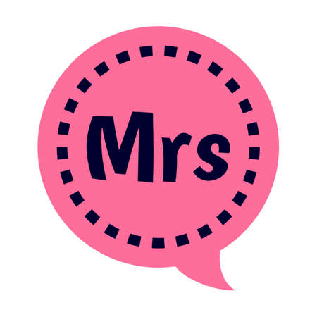 Mrs booth flat icon. Funny photo stickers for groom and bride vector illustration. Marriage, party and celebration conceptのイラスト素材