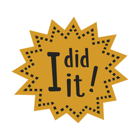 I did it flat icon. Graduating funny stickers, school party props, speech bubbles vector illustration. Modern photo design and decoration conceptのイラスト素材