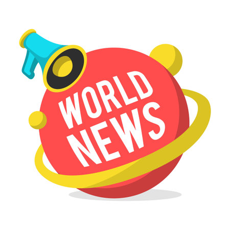 News label flat icon. World, sport and fake news titles vector illustration. Newsletter, TV headline and typography conceptのイラスト素材