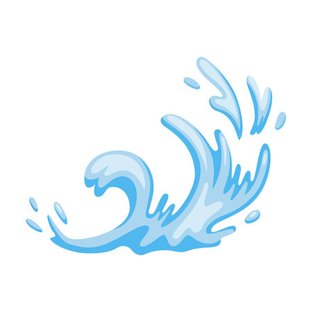 Water flat icon. Vector illustration of sea waves, fountain spray, wet surface, drop shapes. Water symbol elements for creative designのイラスト素材
