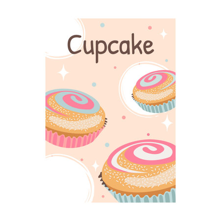 Baked dessert flyer. Strawberry cake vector illustrations with text. Holiday and dessert concept for posters and brochures designのイラスト素材