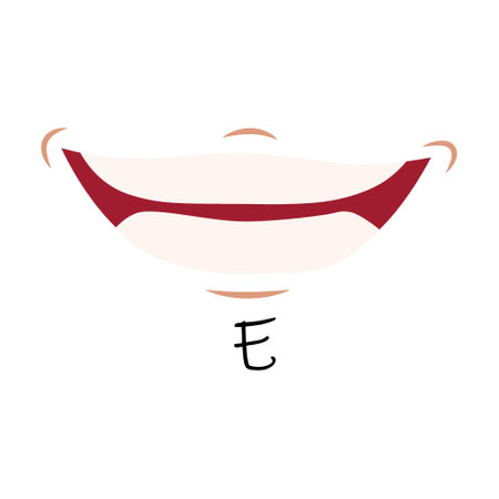 Creative mouth sync flat for web design. Talking mouths lips for character animation isolated vector illustration. English pronunciation and speaking articulation conceptのイラスト素材