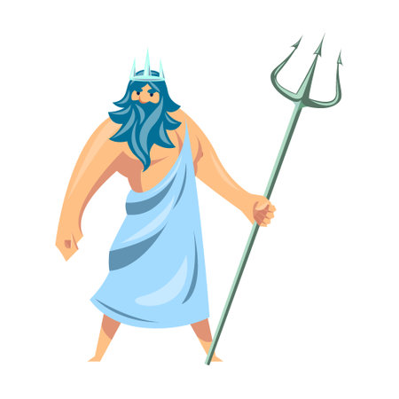 Greek mythology character. Poseidon, Dionysus, Aphrodite, Apollo. Vector illustrationのイラスト素材