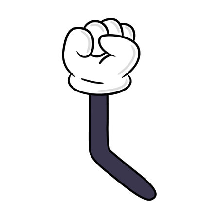 Comical hands. Funny arm in glove performing various gestures and action. Vector illustration for body language, comics, artworkのイラスト素材