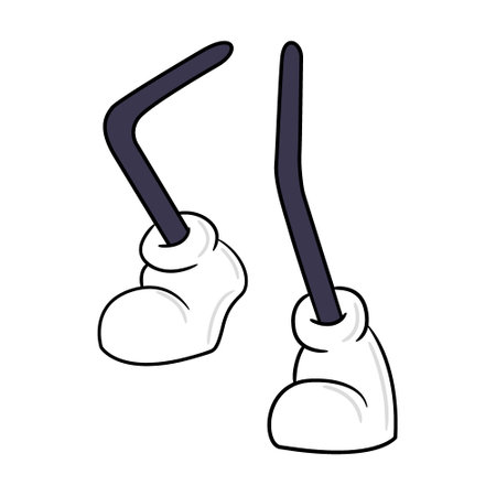 Comical leg. Cartoon arms in gloves and feet in shoes performing various gestures and action. Vector illustration for body language, comics, artworkのイラスト素材