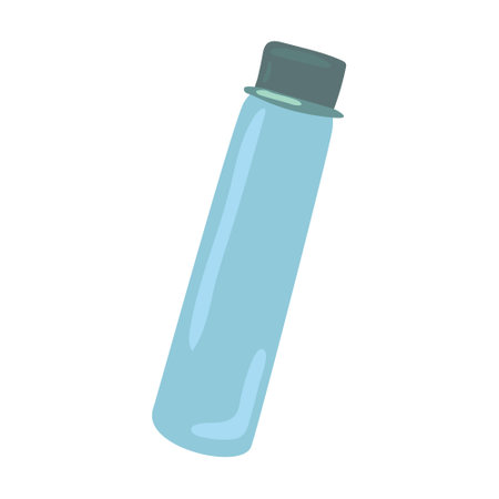Plastic container illustration. Reusable items, bags, toothbrush, bottle, metal straw with text on white background. Zero waste, ecology, reducing plastic conceptのイラスト素材