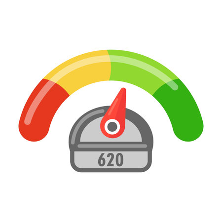 Level of client satisfaction with credit score on white background. Business, credit score, customer satisfaction rating conceptのイラスト素材