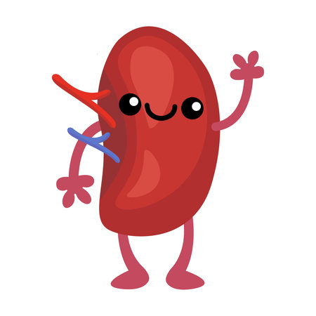 Fuman organ flat for web design. Cartoon cute stomach, lungs, spleen, bladder, kidney and brain isolated vector illustration. Anatomy and internal biology for design conceptのイラスト素材