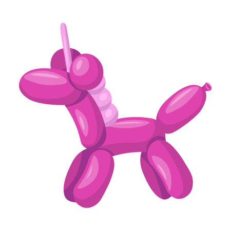Helium balloon animal flat illustration. Cartoon cute latex dog, monkey, snake, horse isolated vector illustration. Holiday celebration and party conceptのイラスト素材