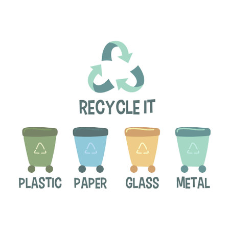 Zero waste vector illustration. Reusable items, bags, toothbrush, bottle, metal straw with text on white background. Zero waste, ecology, reducing plastic conceptのイラスト素材