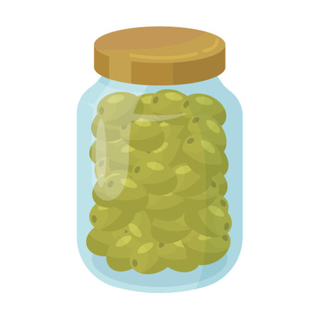 Olive symbol flat for web design. Cartoon olive tree, oil and branches with olives isolated vector illustration. Plants and nutrition conceptのイラスト素材