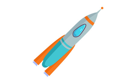 Cartoon spaceships, aerospace rockets and UFO. Colored flat vector illustration. Isolated futuristic spacecrafts launching into space. Astronomy, technology, space, galaxy conceptのイラスト素材