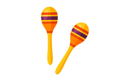 Cartoon Mexican traditional symbol. Flat vector illustration. Colorful maracas. Culture, travel, Mexica conceptのイラスト素材