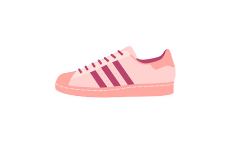Footwear flat picture. Cartoon stylish seasonal summer running sneakers isolated vector illustrationのイラスト素材