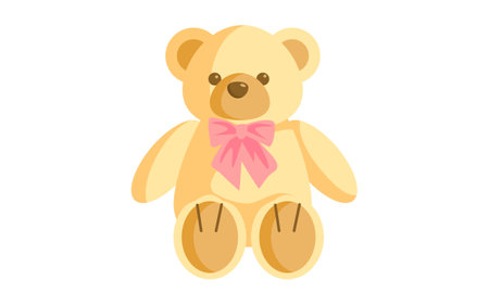 Colorful baby toy. Cartoon kid soft bear top design. Flat vector illustration. Cute children toys conceptのイラスト素材