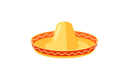 Cartoon Mexican traditional symbol. Flat vector illustration. Colorful of cacti, sombrero and maracas. Culture, travel, Mexica conceptのイラスト素材