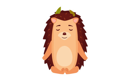 Hedgehog characters vector illustration. Wild animal meditating isolated on white background. Wildlife, animal, nature, mascot conceptのイラスト素材