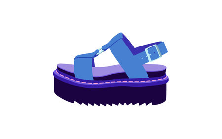 Female footwear flat picture for web design. Cartoon stylish seasonal summer sandals and autumn boots, running sneakers isolated vector illustrationのイラスト素材