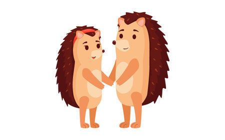 Hedgehog lovers characters vector illustration. Wild animal isolated on white background. Wildlife, animal, nature, mascot conceptのイラスト素材