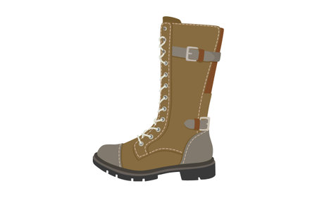 Creative female footwear flat picture for web design. Cartoon stylish seasonal summer sandals and autumn boots, running sneakers isolated vector illustrationのイラスト素材