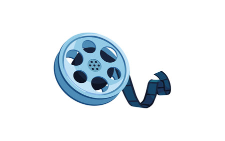Retro video film roll isolated on white. Movie industry concept. Vector illustration for cinema businessのイラスト素材
