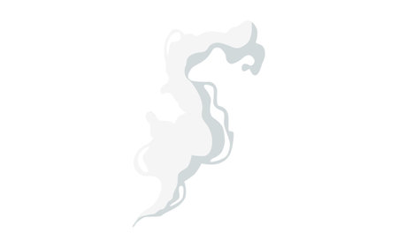 Smoke or steam cloud shape. Comic fire fume trail motion effect cartoon design on white background. Flat vector illustration. Blast gas conceptのイラスト素材