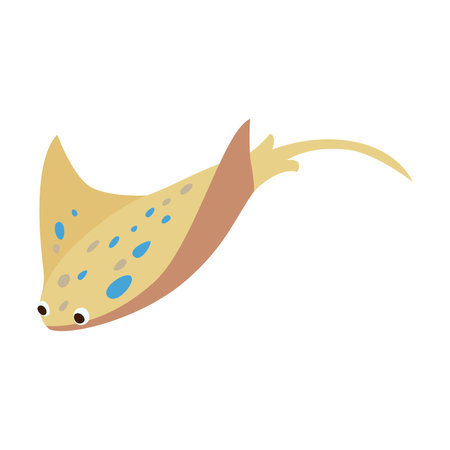 Cute stingray cartoon vector illustration. Swimming Manta Rays, sea animal living in ocean. Animal of sea concept for banner design or landing pageのイラスト素材
